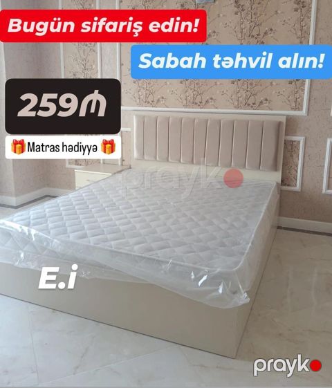 Yataq dəsti – yumşaq, hündür başlıqla və alt hissəsi saxlama üçün — Bakı
