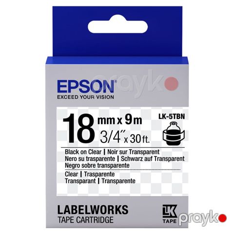Epson Label Cartridge Transparent LK-5TBN Black/Transparent 18mm (9m) (C53S655008) — Bakı