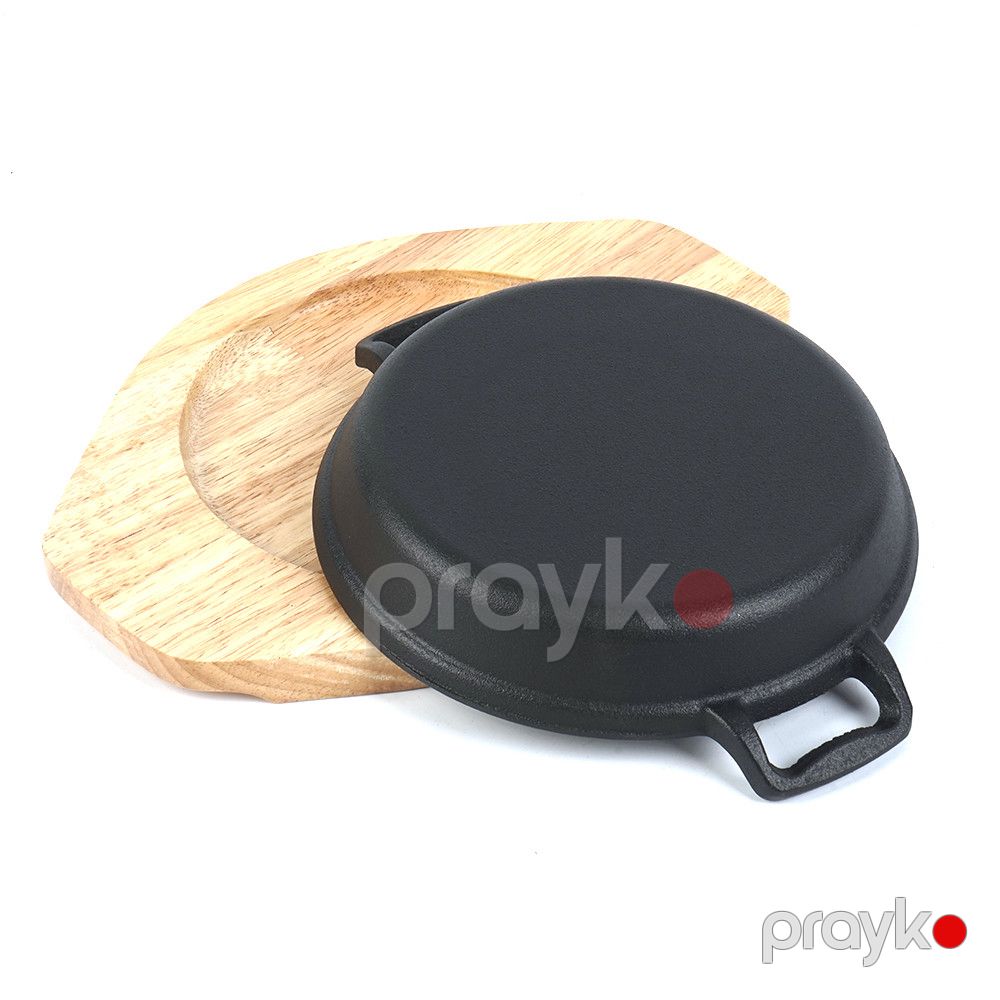 Tava VX16220, çuqun, 20 sm, qara, taxta altlıq ilə — Mallar, Bakı (3)