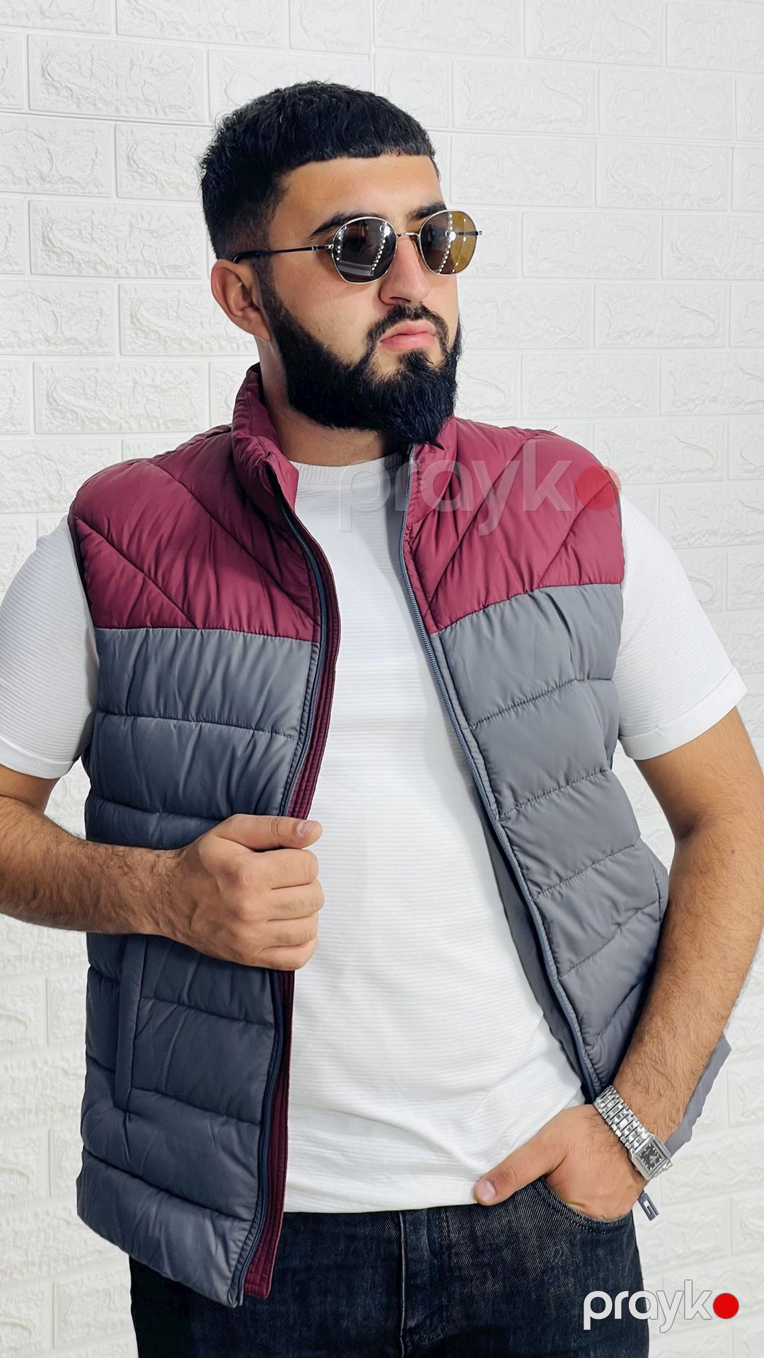 Kişilər üçün qalın jilet 1416-18450, boz, polyester, ölçü XXL — Mallar, Bakı (2)