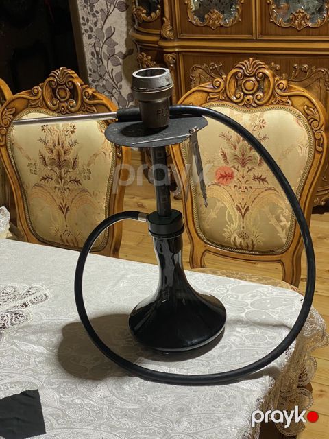 Nərgilə (hookah) komplekti - Rəng: qara, şüşə kolba və metal gövdə — Hacıqabul