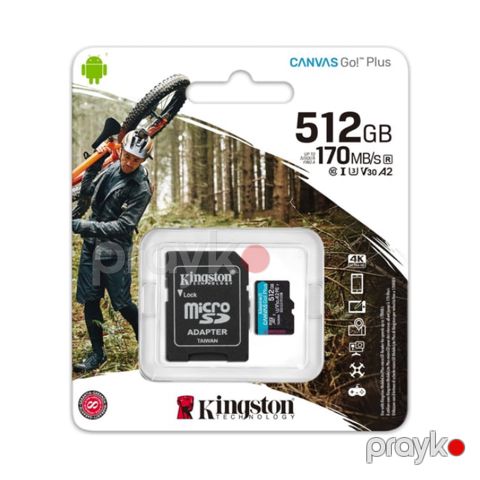 Kingston 512GB microSDXC Canvas Go Plus 170R A2 U3 V30 Card (SDCG3/512GB) — Bakı