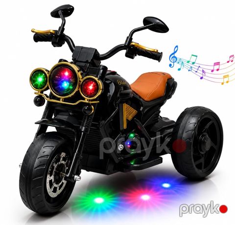Uşaq elektrik motosikl AYKN_2388, musiqili/led işıqlı, 2-6 yaş, qara — Bakı