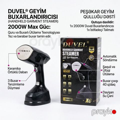 7472 Məhsulun adı: Geyim buxarlayıcısı Duvel X6 2000 Vt Brend — Bakı