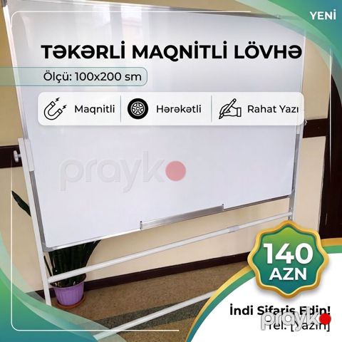 Yeni, Maqnitli, Lövhə, 200 x 100 sm, Pulsuz çatdırılma — Masazır