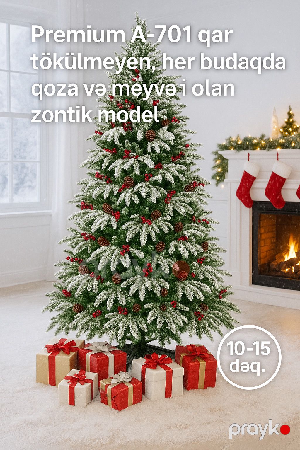 Yeni il üçün şam ağacı 701-A, qarlı, 180 sm — Mallar, Bakı (2)