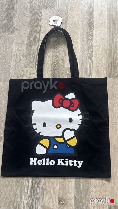 Hello Kitty temalı tote çanta - Rəng: qara - Üz hissədə iri Hello — Bakı