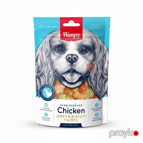 İtlər üçün məzə Wanpy Chicken Jerky&Biscuit Twists, 100 q — Bakı