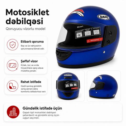 10239 Məhsulun adı: Motosiklet dəbilqəsi – Göy rəng Brend: Safe — Moto ekipirovka