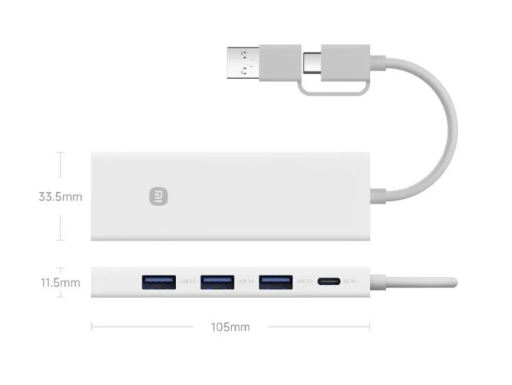 HUB 4 в 1 Xiaomi Four-in-One Double-Head Splitter (BHR9450CN) — Mallar, Bakı (3)