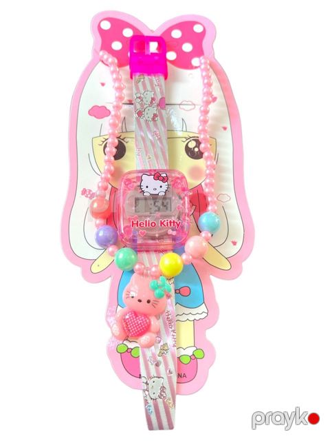 Uşaq saatı və muncuq dəsti Hello Kitty qızlar üçün, çəhrayı — Bakı