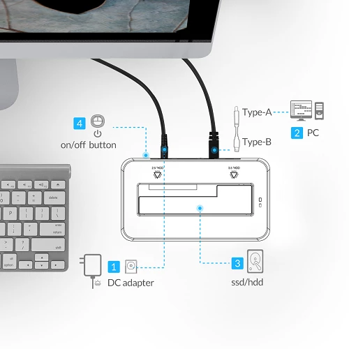 Orico 6619US3-V1-EU-BK-BP 2.5/3.5 inch HDD Dock — Xarici diskləri və fləş-yaddaşlar, Bakı (3)