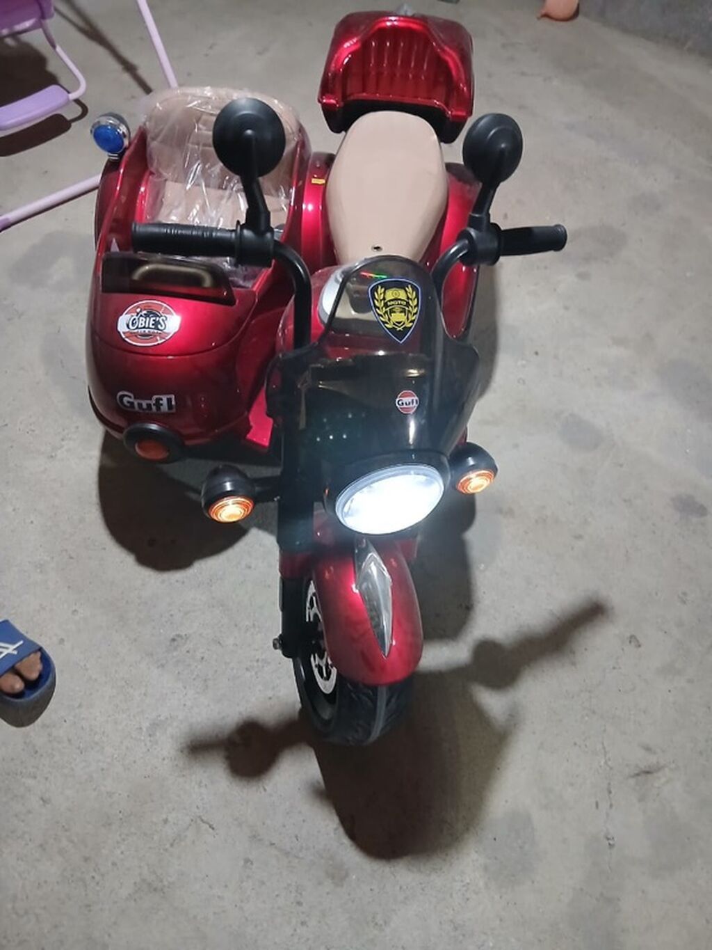 Uşaq üçün elektrikli skuter-motosiklet, yan qoşqulu model - Rəng — Uşaq avtomobilləri, Masallı (2)