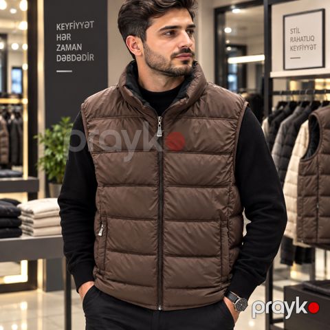 Kişilər üçün jilet 91021216, poliester, qəhvəyi, ölçü M — Bakı