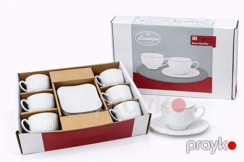 Çay servizi Lemoges, keramika, 200 ml, 6 nəfərlik, 12 əşya — Bakı