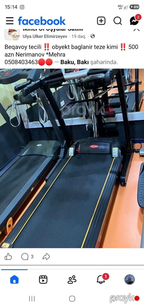Qaçış trenajoru (treadmill) - Elektron idarəetmə paneli və sürət — Bakı