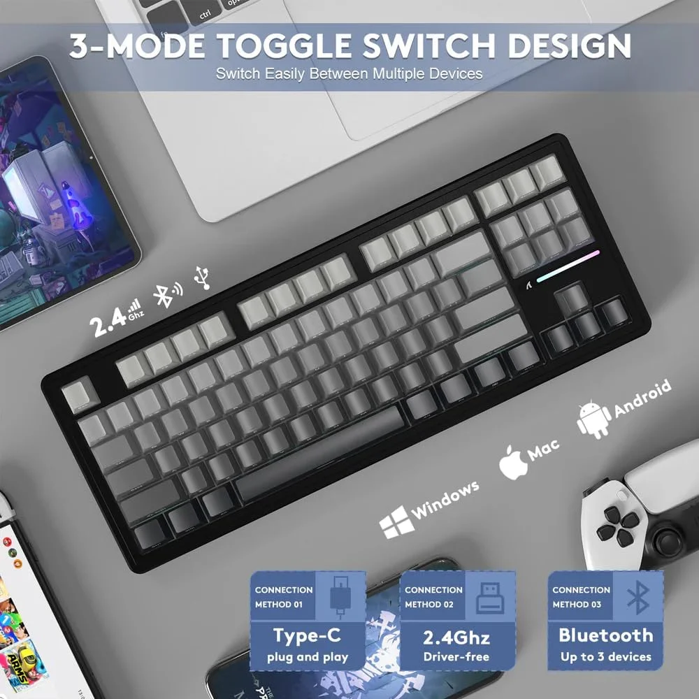 Attack Shark M87 PRO Wireless Mechanical Gaming Keyboard — Klaviaturalar və siçanlar, Bakı (5)