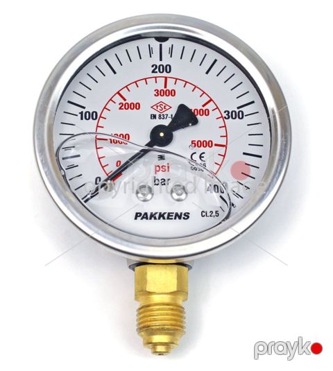 Manometr gliserin dolğulu (0-400 Bar 63 mm 1,4") Pakkens 063100111 — Bakı