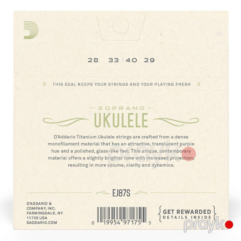 10319 Məhsulun adı: Sim D'addario, EJ87S, Dəst, Ukulele, 4 sim, ABŞ — Musiqiə alətləri, Bakı (2)