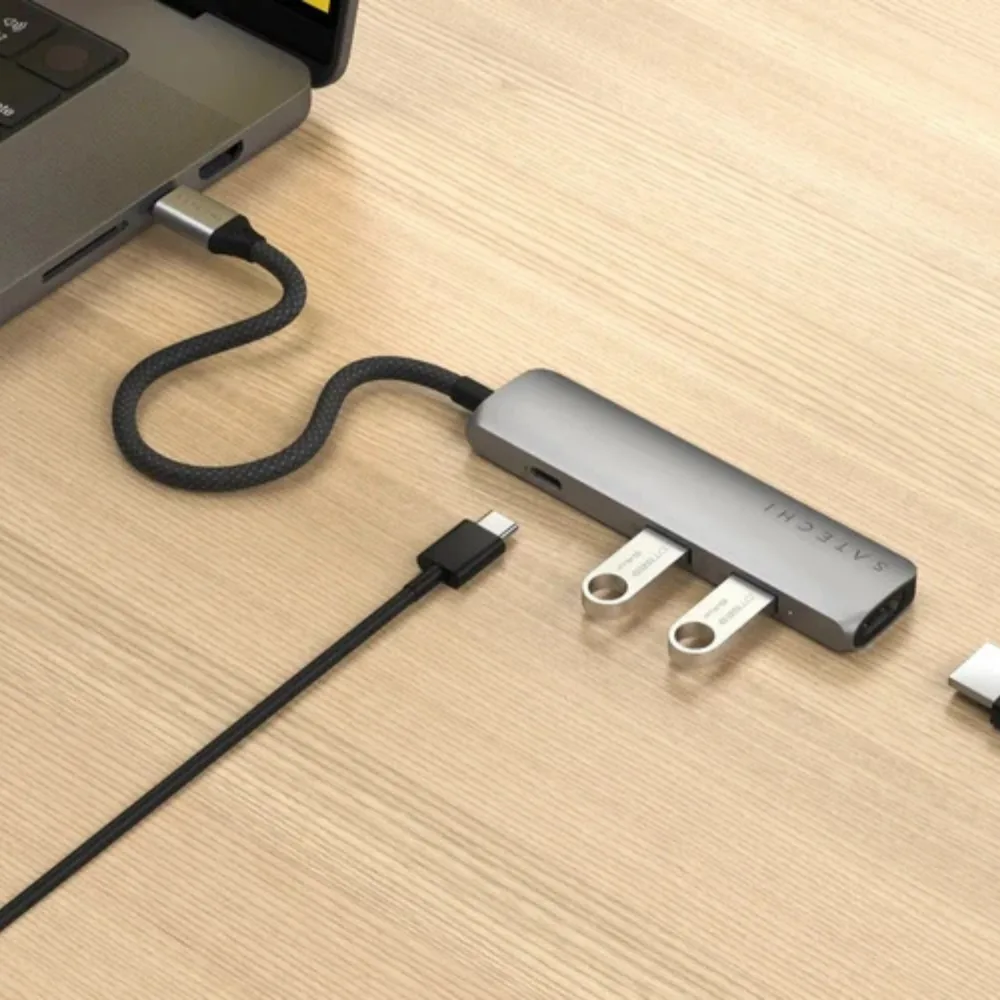 HUB Satechi 4-in-1 Usb-c Slim Multiport Adapter 4K Space Grey — Mallar, Bakı (2)