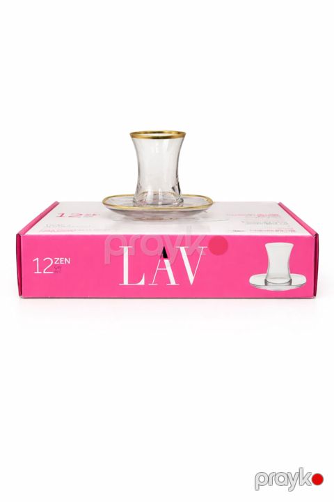 Armudu stəkan dəsti LAV, şüşə, şəffaf/qızılı, 150 ml, 6 nəfərlik, 12 parça — Bakı