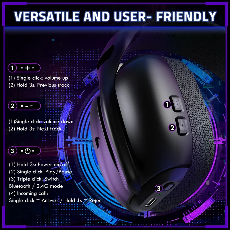 Attack Shark L80 PRO Wireless Black Gaming Headset — Qulaqcıqlar, Bakı (3)