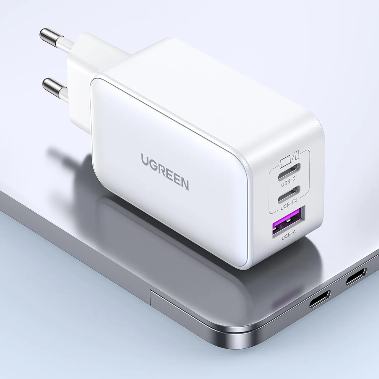 Adapter başlığı Ugreen Nexode 65W 3-Port PD GaN Fast Charger EU (White) — Mallar, Bakı (3)