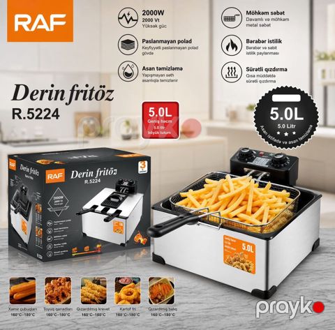 Məhsul №504 — RAF R.5224 Fritür, 2000 W, 5 L, paslanmayan polad gövdə — Bakı