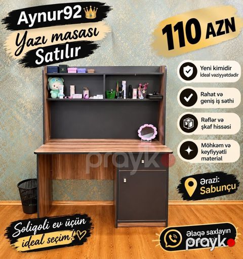 Aynur92 kod9467 Qiymet 110 AZN Yazı masası satılır Yeni kimidir, ideal — Bakı
