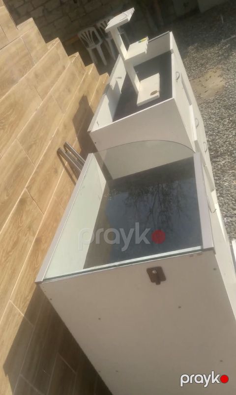 Mağaza üçün kassalı vitrin-bölmə dəsti - Material: ağ rəngli Mdf/ldsp — Bakı