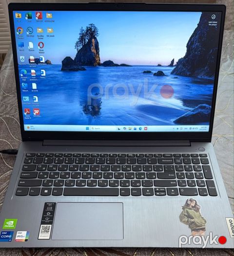 Lenovo noutbuk – 15.6" ekranlı, gümüşü korpuslu model. Texniki — Bakı