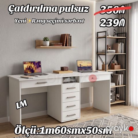 Yazı masası / iş masası ikinəfərlik Emdirimlə Qiymət 239₼ — Bakı