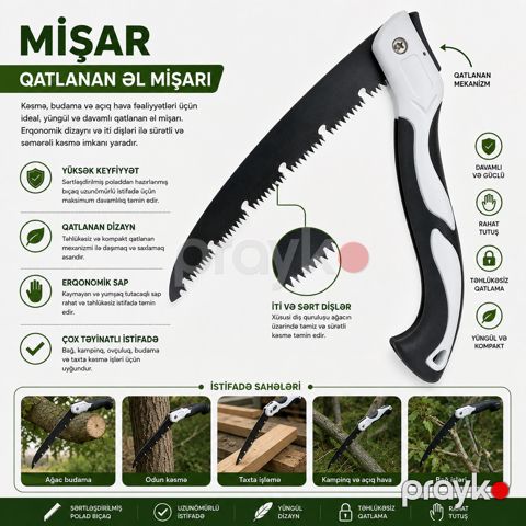 Bağ mişarı 41621181, qatlanan, 350 mm — Bakı