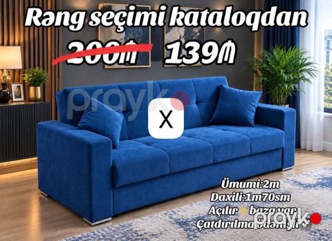 Mebel kateqoriyası: Açılan divan - Rəng seçimi kataloqdan - Ölçülər — Bakı