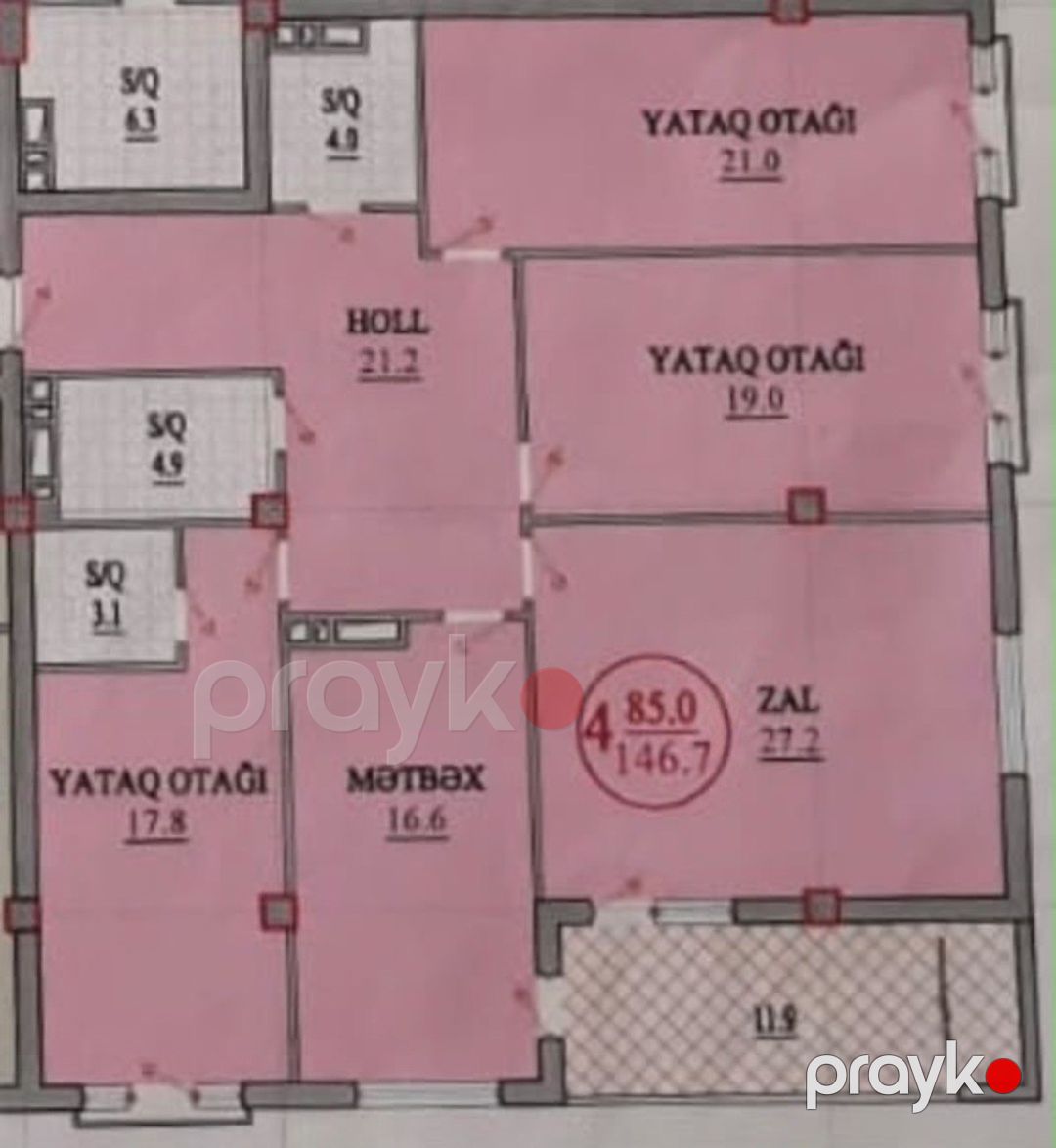 Satılır 4 otaqlı yeni tikili 147 m² — Mənzil, Bakı (11)