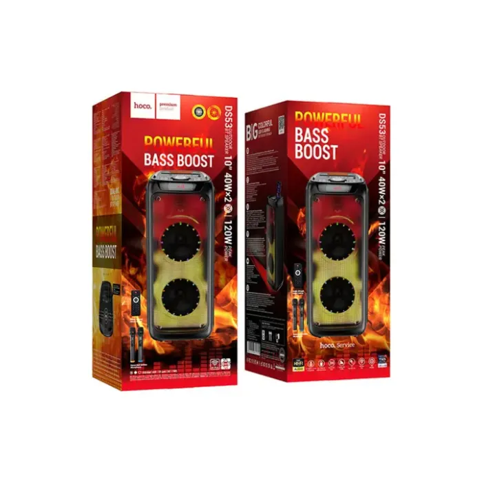 Hoco DS53 Flame Light Karaoke Dinamik 120W RGB 2 Mikrofon — Mallar, Bakı (2)