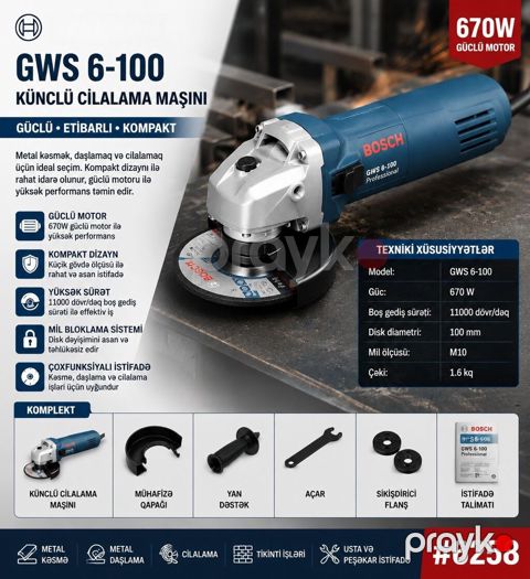 2974 Məhsulun adı: Cilalama maşını GWS 6-100 Brend: No Brand — Bakı