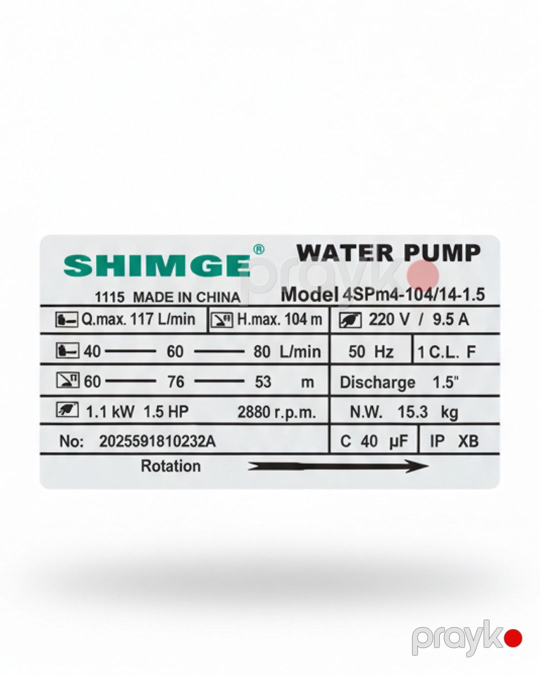 Salınan nasos Shimge 4SPm4-104/14-1.5 — Mallar, Bakı (2)