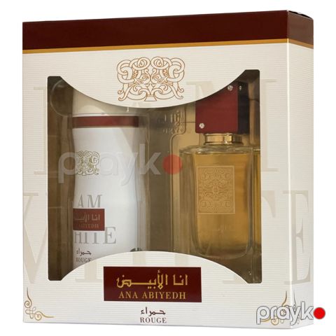 Lattafa Perfumes Ana Abiyedh Rouge ətir dəsti qadınlar üçün (ətir suyu 60 ml + bədən spreyi 200 ml) — Bakı