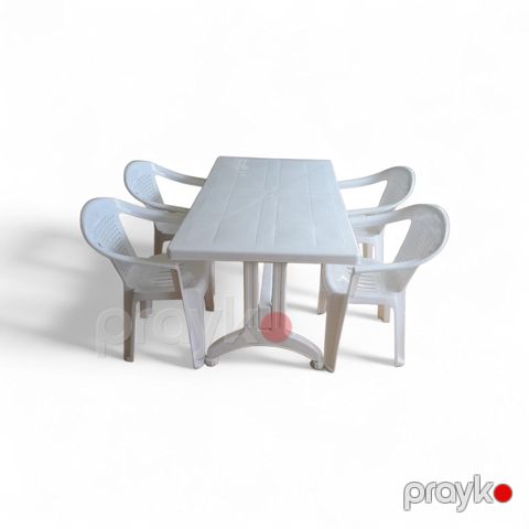 Bağ üçün mebel dəsti 1masa 4stul 140x80sm Ağ — Bakı