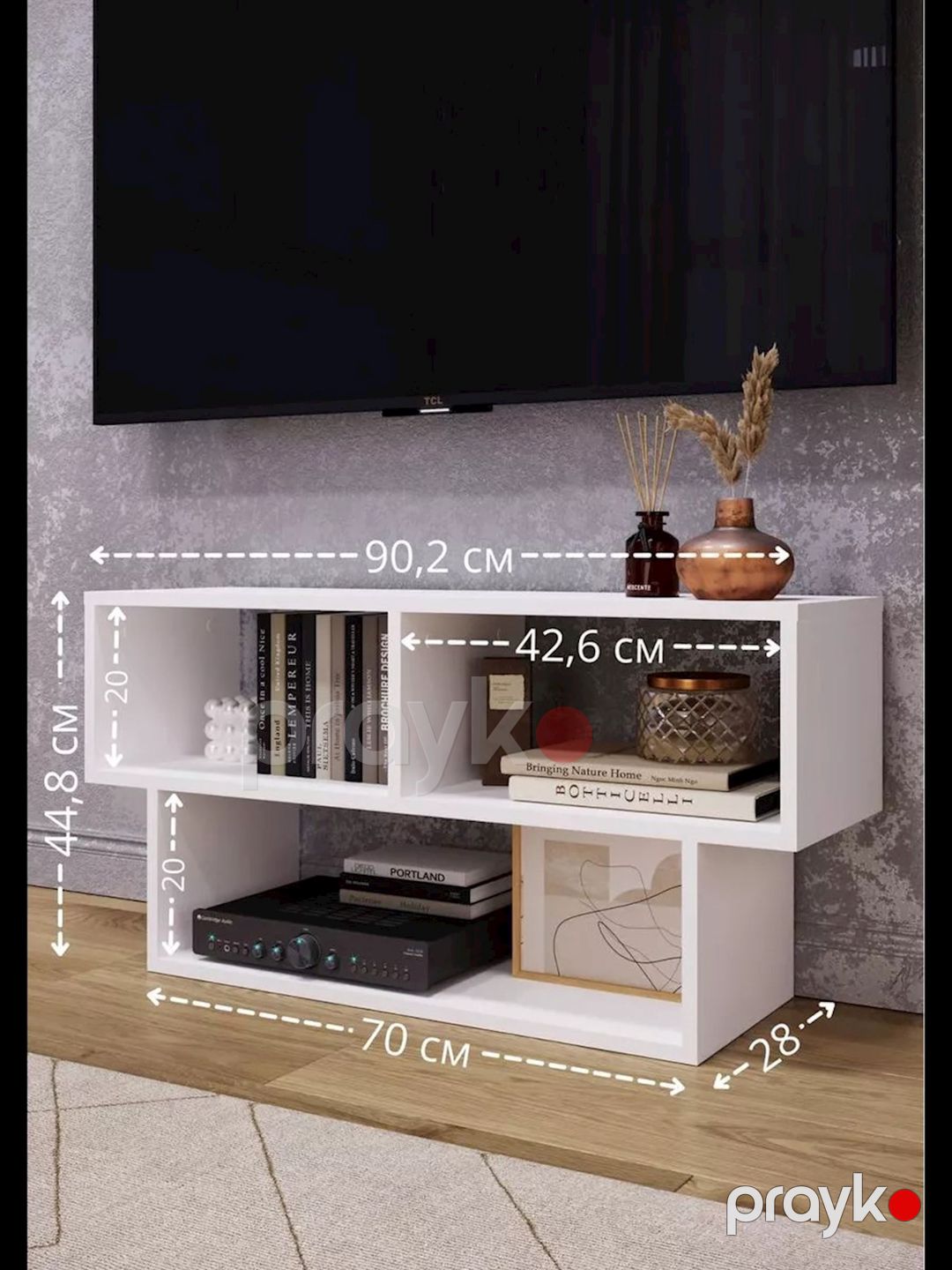 TV üçün tumba 3563_LETNEWTumHome1Wh, Ldsp, ağ, 44.8x28x70 sm — Mallar, Bakı (2)