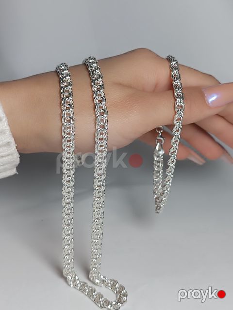 Zinət dəsti kişilər üçün sep və qolbağ SHA-00005897, gümüş 925 əyar — Bakı