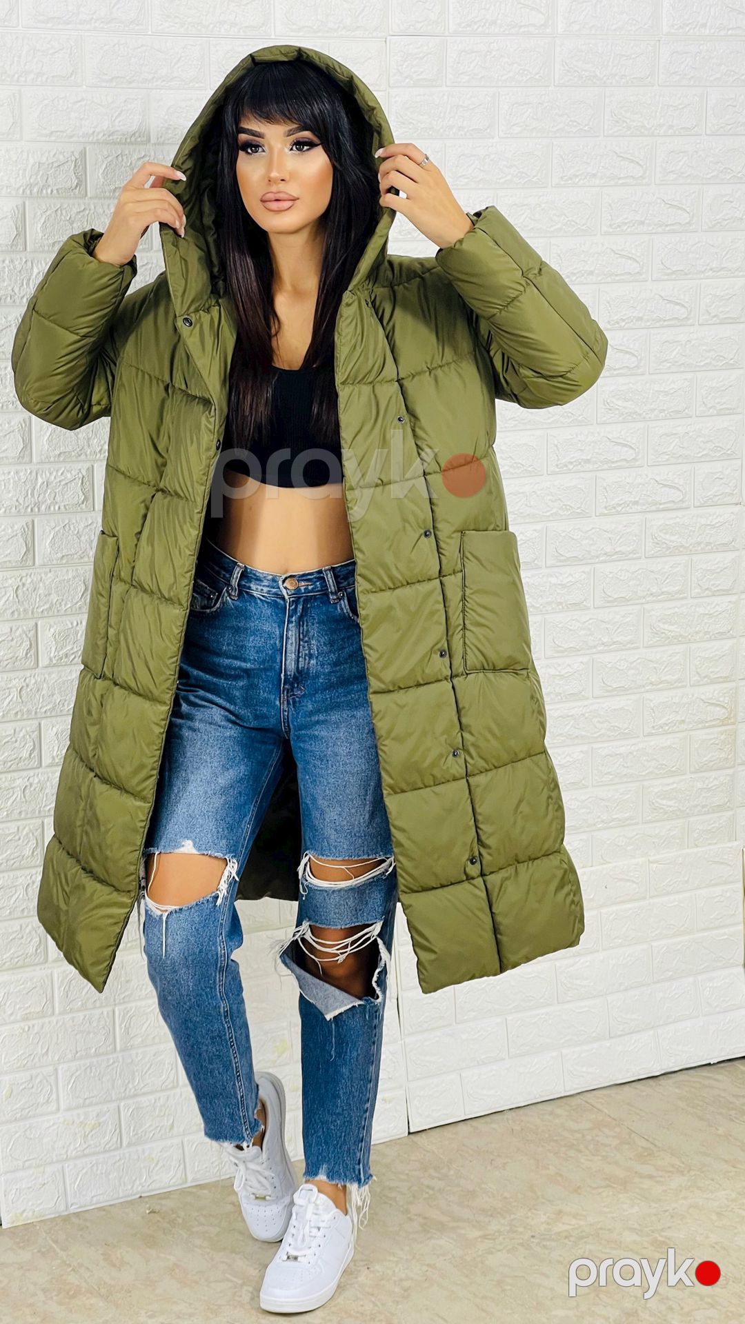 Qadınlar üçün qış gödəkçəsi mir_73000, haki, polyester, ölçü 40 — Mallar, Bakı (3)