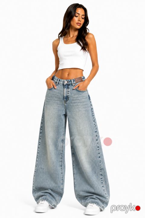 Baggy cins qadınlar üçün, açıq mavi, polyester, ölçü 30 — Bakı