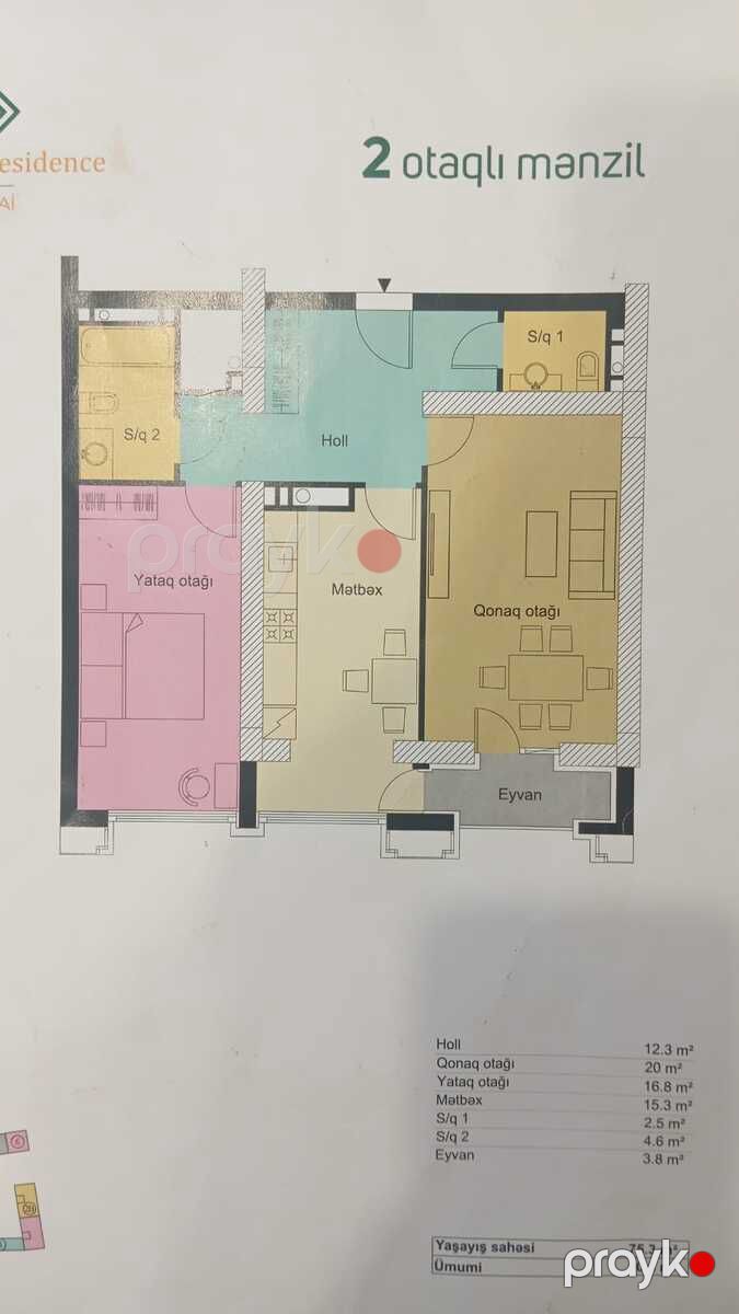 Satılır 3 otaqlı yeni tikili 90.5 m² — Mənzil, Bakı (9)