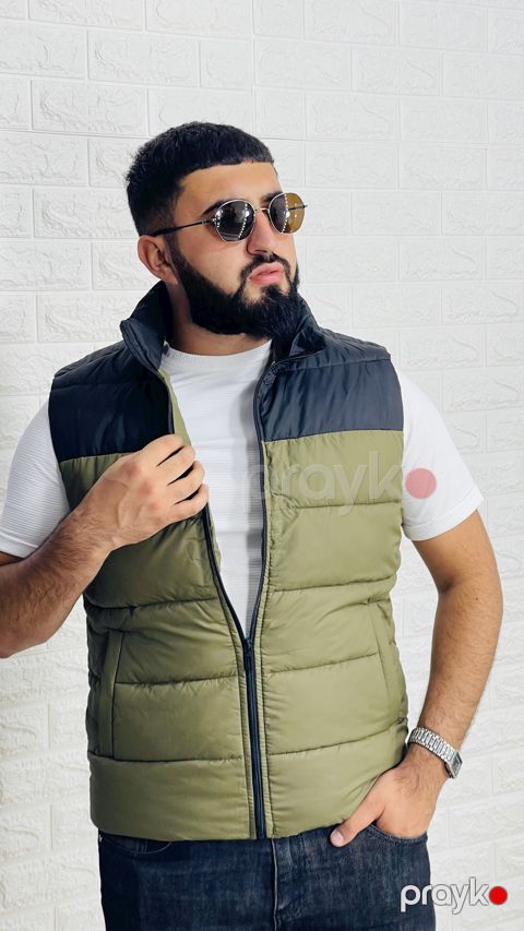 Kişilər üçün qalın jilet 1415-06100, yaşıl, polyester, ölçü L — Bakı