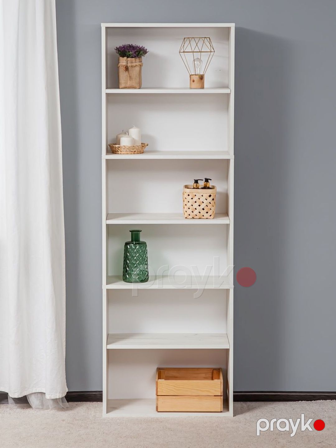 Stellaj Letta Dub White, 181х24х60 sm, Ldsp, ağ — Mallar, Bakı (2)