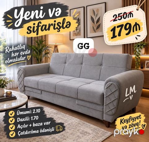 Mükəmməl rahatlıq və zövq bir yerdə – yumşaq toxumalı, boz rəngdə — Bakı