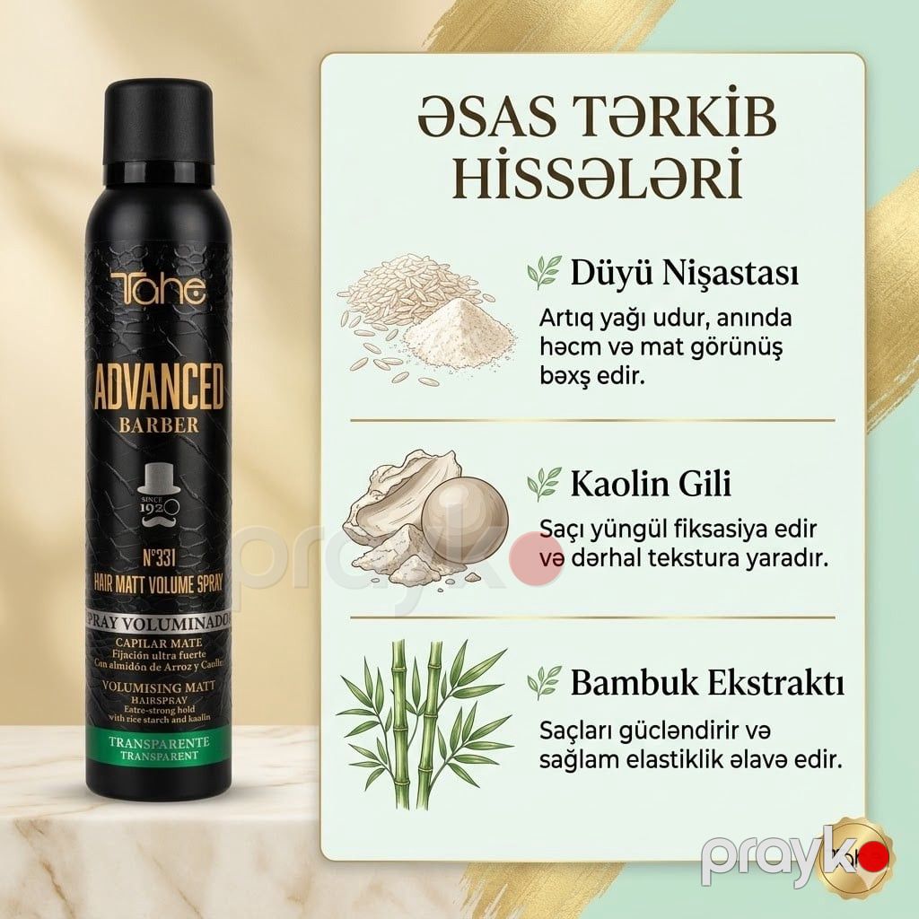 Saç lakı Tahe Advanced Barber Hair Volumizing Spray Matte Fixation 2 N331 Transparent 200 ml — Mallar, Bakı (2)