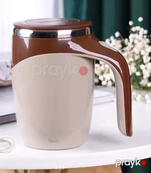 Fincan avtomatik qarışdırıcı, qəhvəyi, 400 ml, çevreci plastik, ikiqat divarlı, portativ, Amerika üslubunda, logo ilə fərdiləşdirilə bilən - prl_0130 — Mallar, Bakı (2)